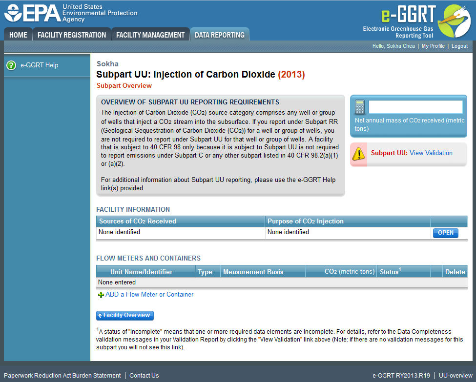 Subpart UU: Adding or Updating Sources of CO2 Received for this facility - Click the Open button